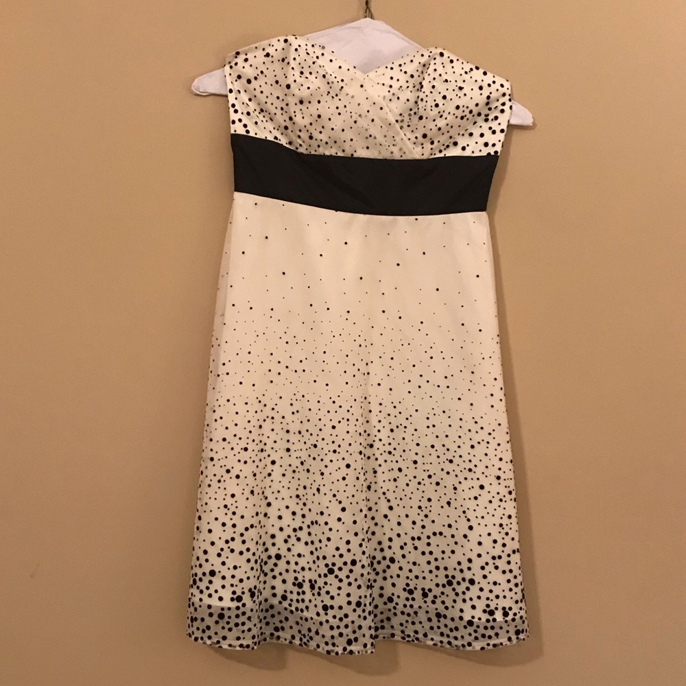 Off-white, black dot Strapless A-line dress
